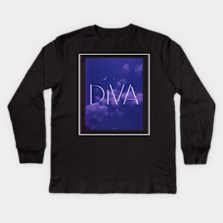 Dream aesthetic stars sky moon romantic love beauty purple nature diva fashion trend elegant cool night music anime K-pop Kids Long Sleeve T-Shirt